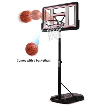 44In Portable Basketball Hoop with Height Adjustable 6.56Ft to 10Ft Basketball Goals for Younger People Indoor Outdoor with Free Basketabll