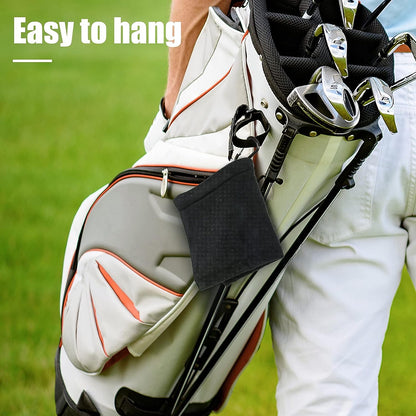 2 Pieces Golf Ball Towel 5.5 X 5.5 Inch Black Golf Wet and Dry Golf Towel Pocket Golf Towel with Clip Ball Towel Golf Ball Towel for Golf Course Exercise Towel