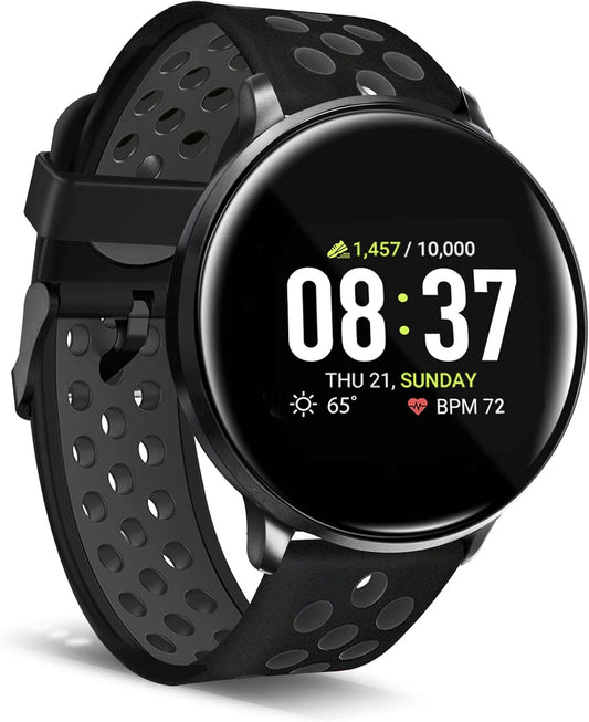Sport Smartwatch Fitness Tracker Heart Rate Step Counter Sleep Monitor Messages IP68 Swimming Waterproof for Women and Men up to 30 Day Battery Touch Screen Compatible W Android & Ios (43Mm)